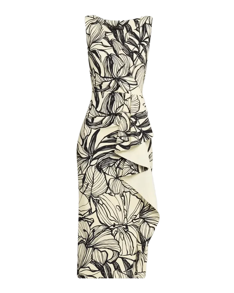 Sayon Botanical-Print Bodycon Midi Dress