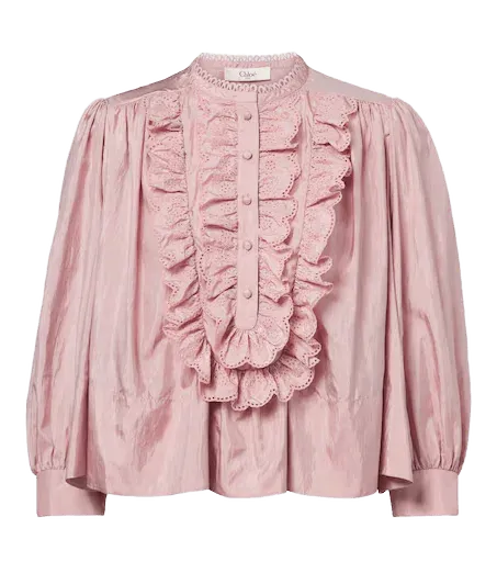 Ruffled taffeta blouse