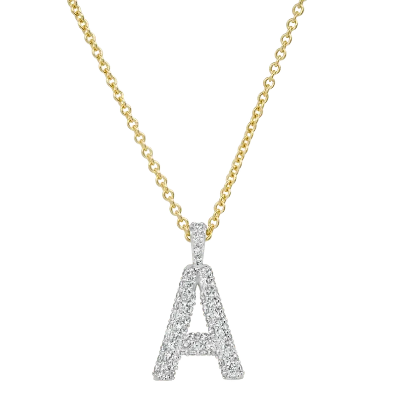 Diamond Puffy Initial Necklace