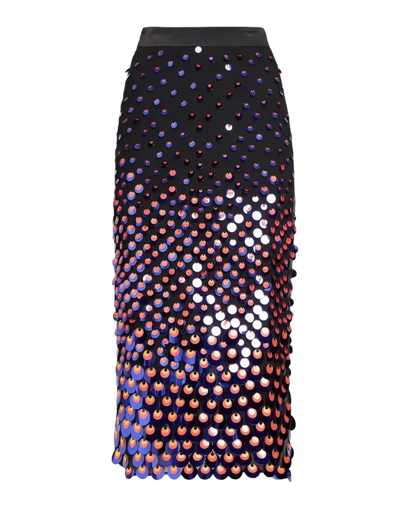 Sequined Silk Chiffon Midi Pencil Skirt