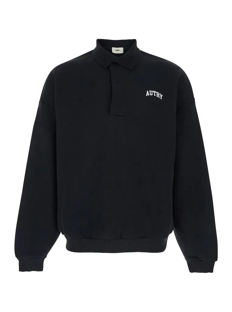 Autry Polo Collar Cotton Sweatshirt — Black