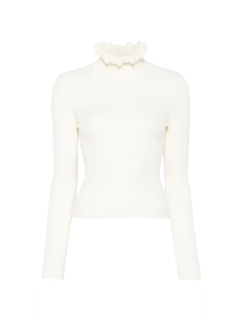 SANDRO ruffle-trim turtleneck sweater