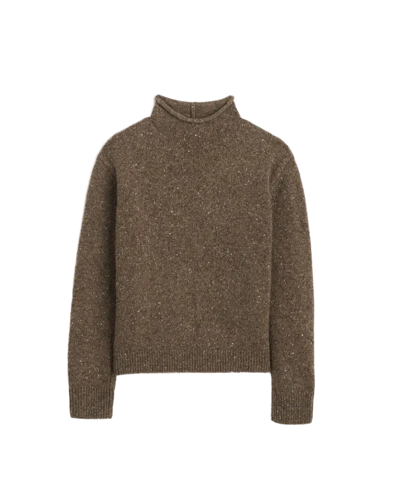 Rolled Funnel-Neck Sweater
