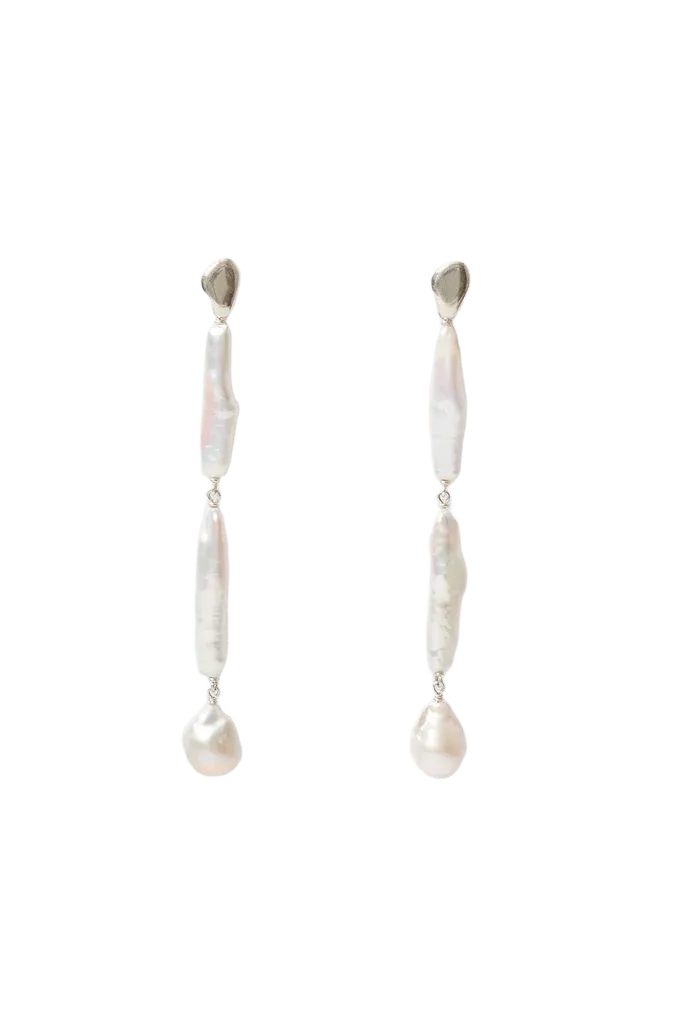 Match Stick Earrings White Pearl