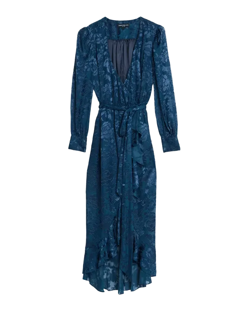 Adelia Floral Jacquard Wrap Dress
