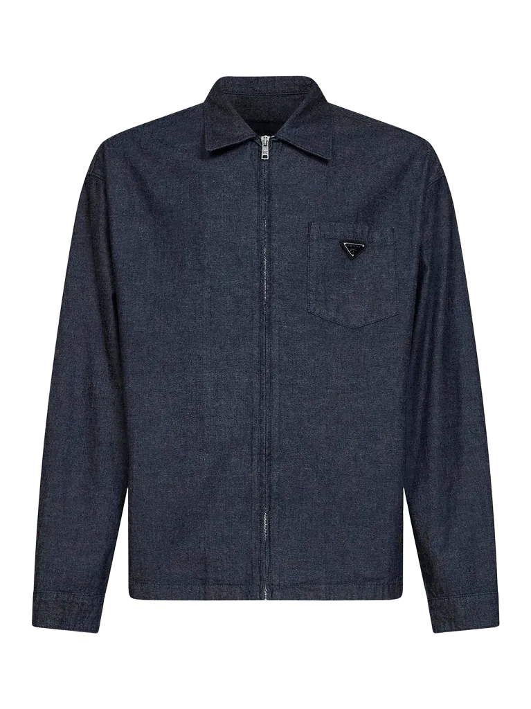 Prada Cotton Chambray Shirt — Blue