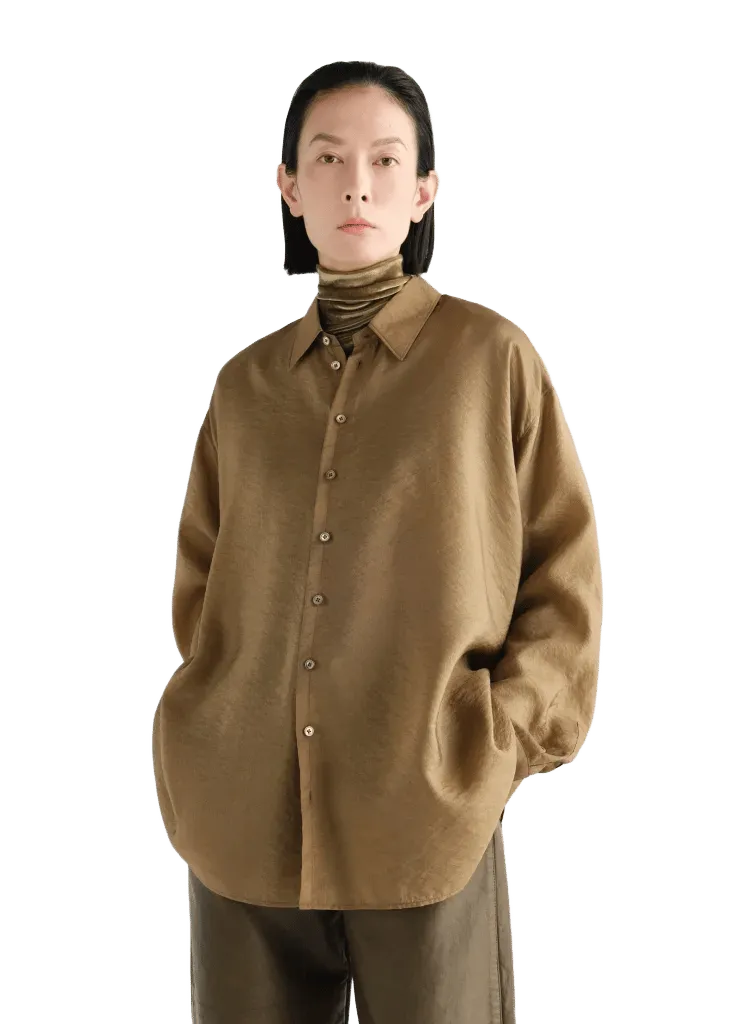 DRAPE SHIRT IN SHINY CUPRO