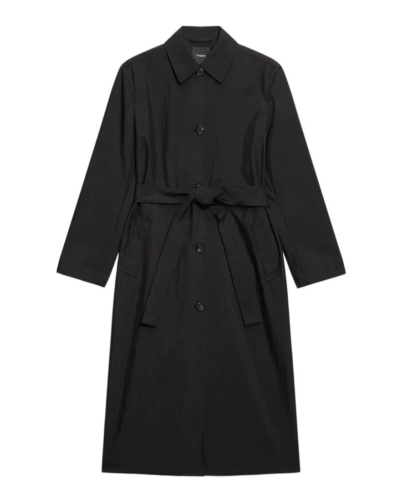 Long Single-Breasted Coat in Trench Cotton