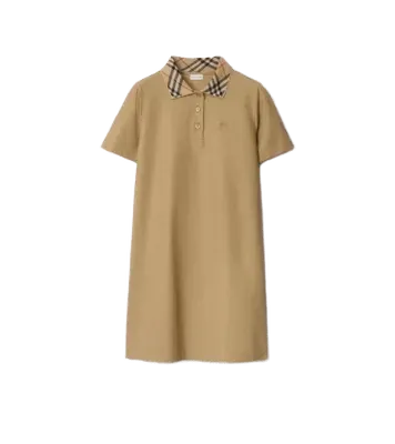 Check Collar Cotton Polo Shirt Dress