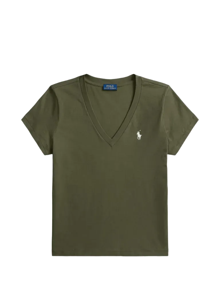 V-neck logo-embroidered T-shirt