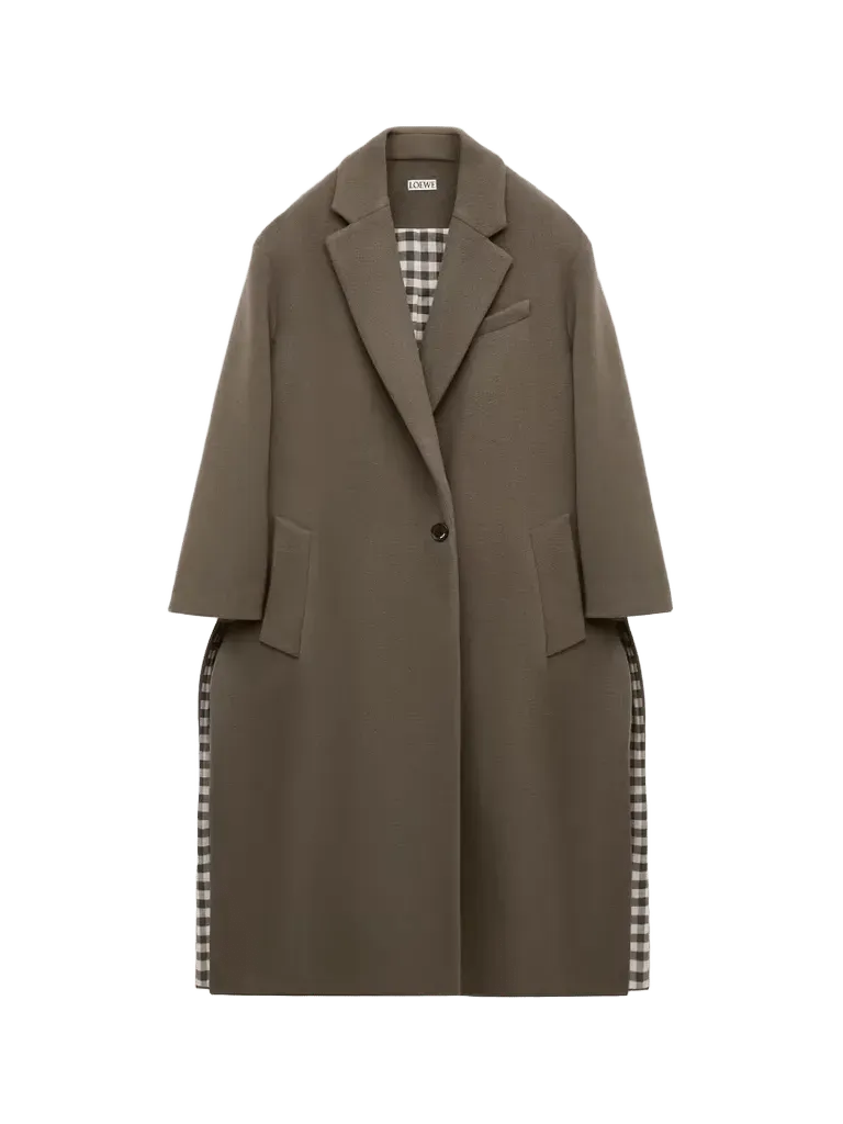 Gingham Cashmere Single-Breasted Coat
