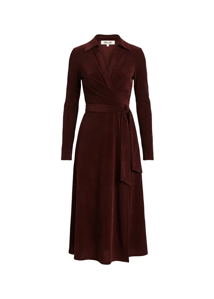 Phoenix Corduroy Jersey Midi Wrap Dress
