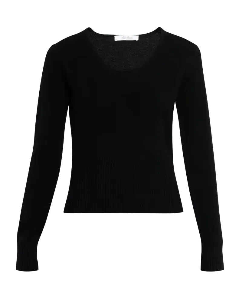 Scoop-Neck Fitted Wool-Cashmere Sweater
