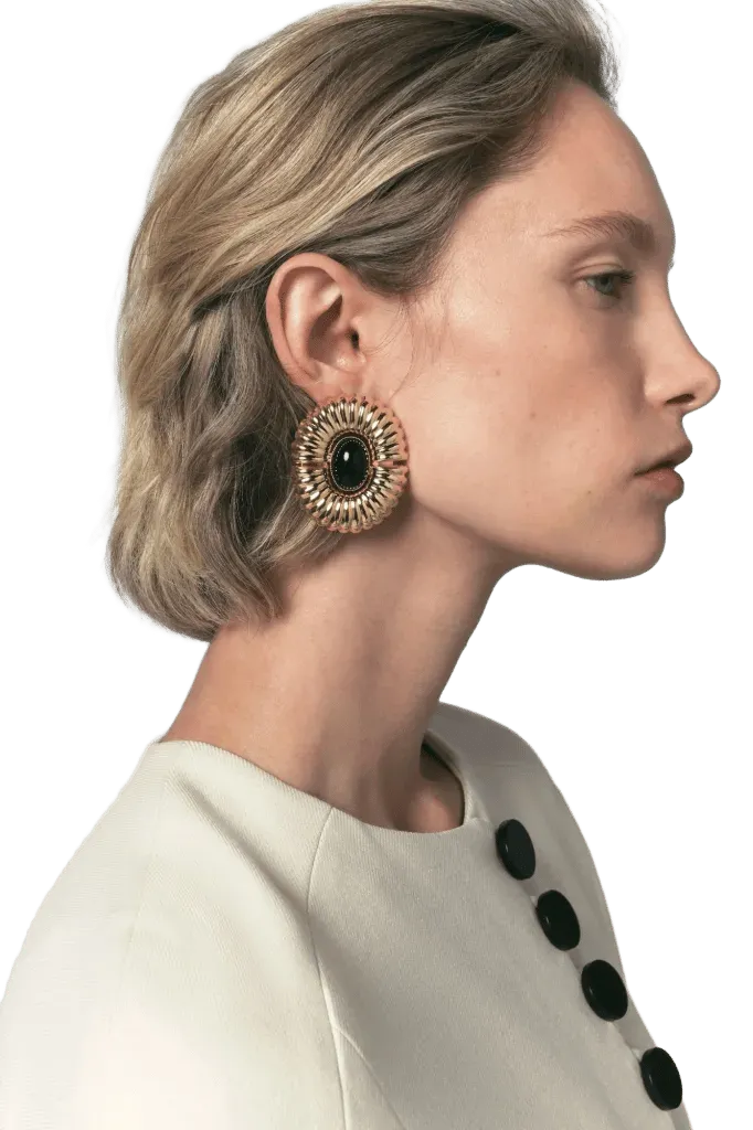 Earrings with stones - Gold & Black