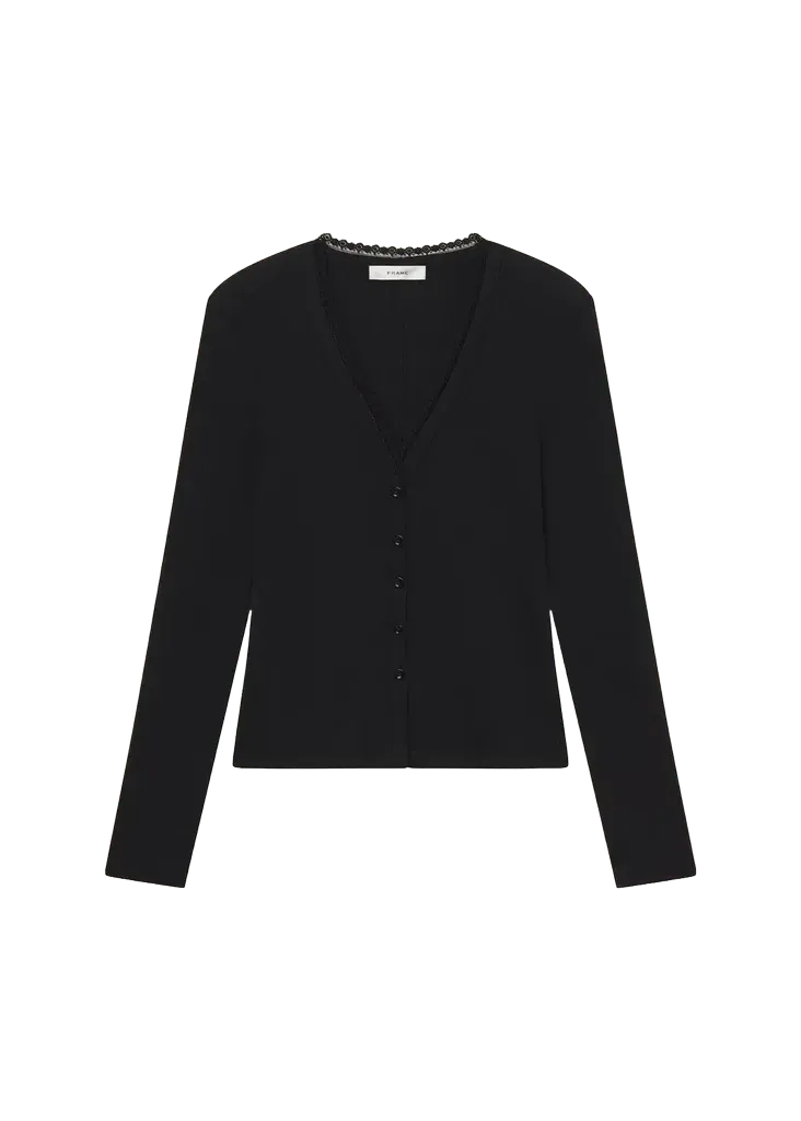 The Rib Lace-Trim Cardigan