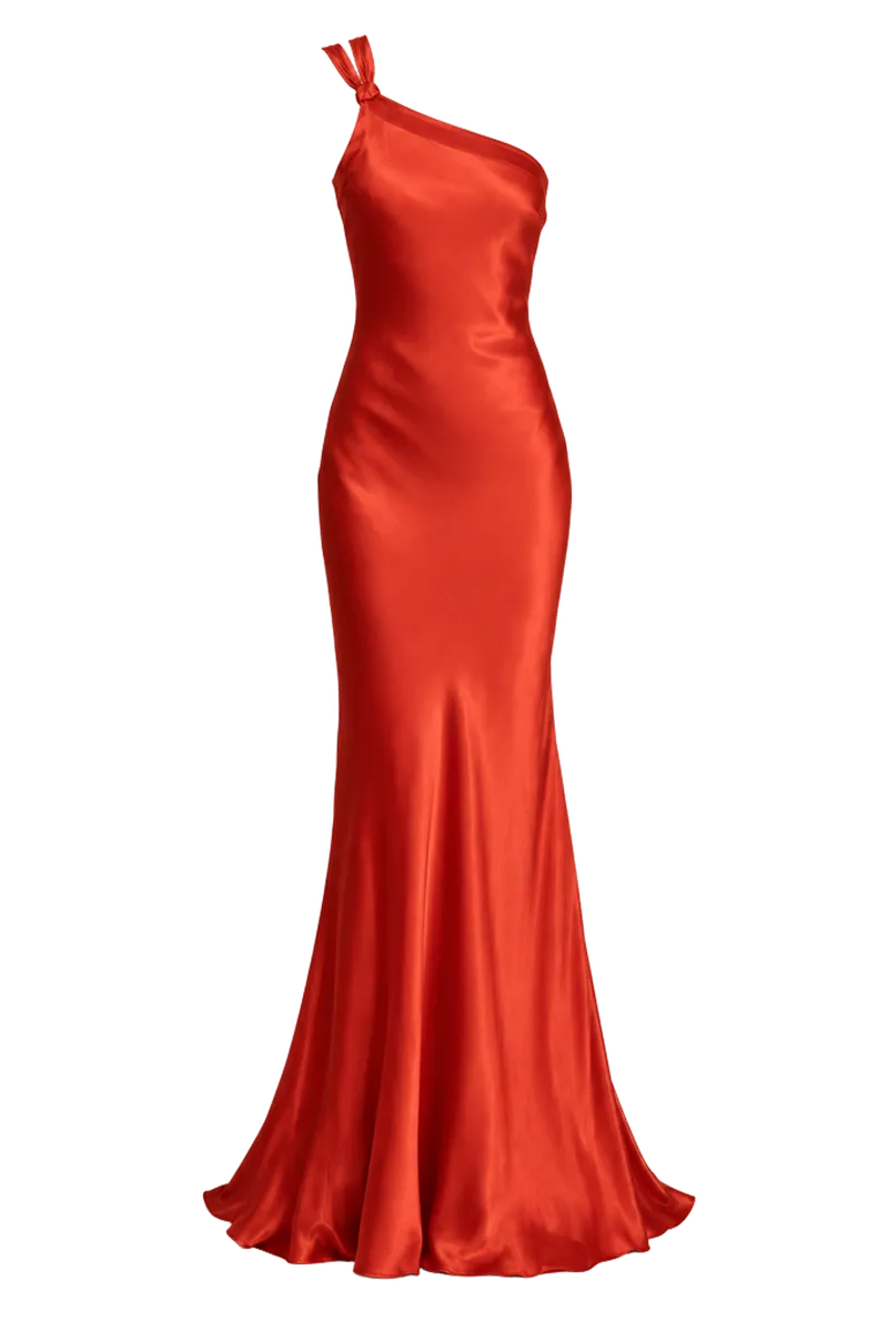 Monique asymmetric tie gown dress