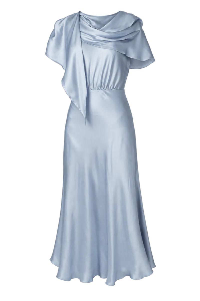 Whitney Dress - Silk - Silver Blue