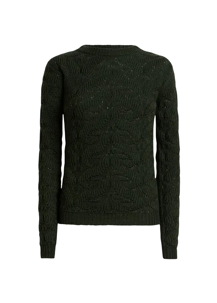 Etro Textured Pointelle Wool Crewneck Sweater