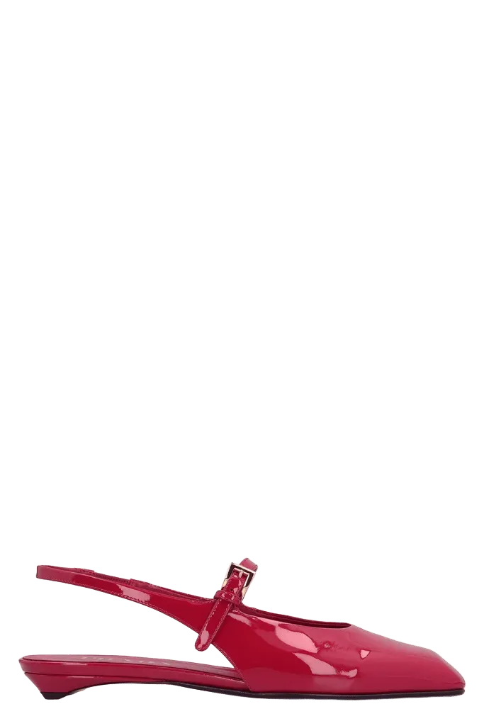 Prada Patent Leather Slingback Flat — Red