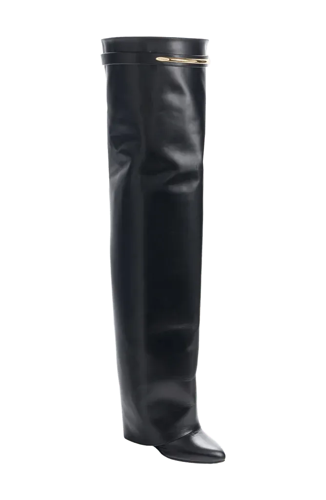 Shark Pinch Leather Over the Knee Boot
