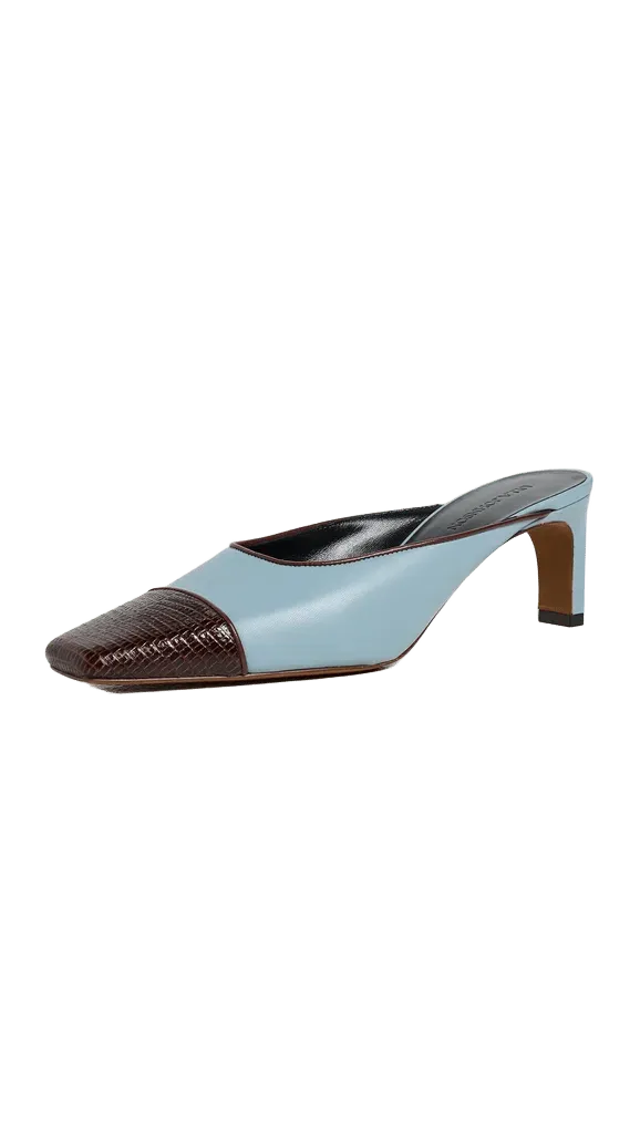 Mix Media Mid Heel Mules