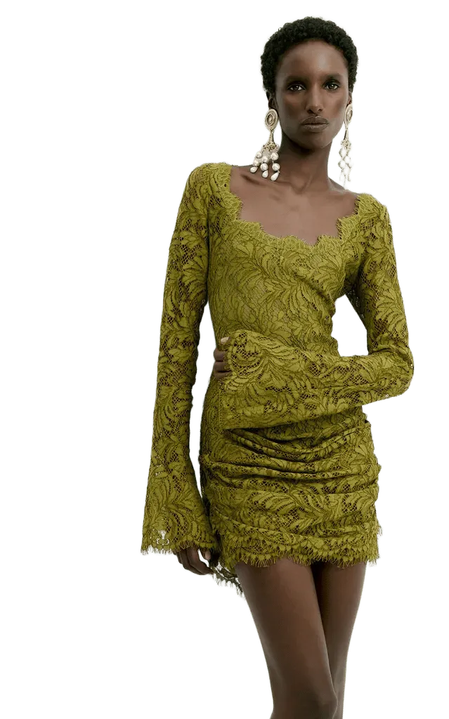 Thulite Cotton-Blend Lace Mini Dress
