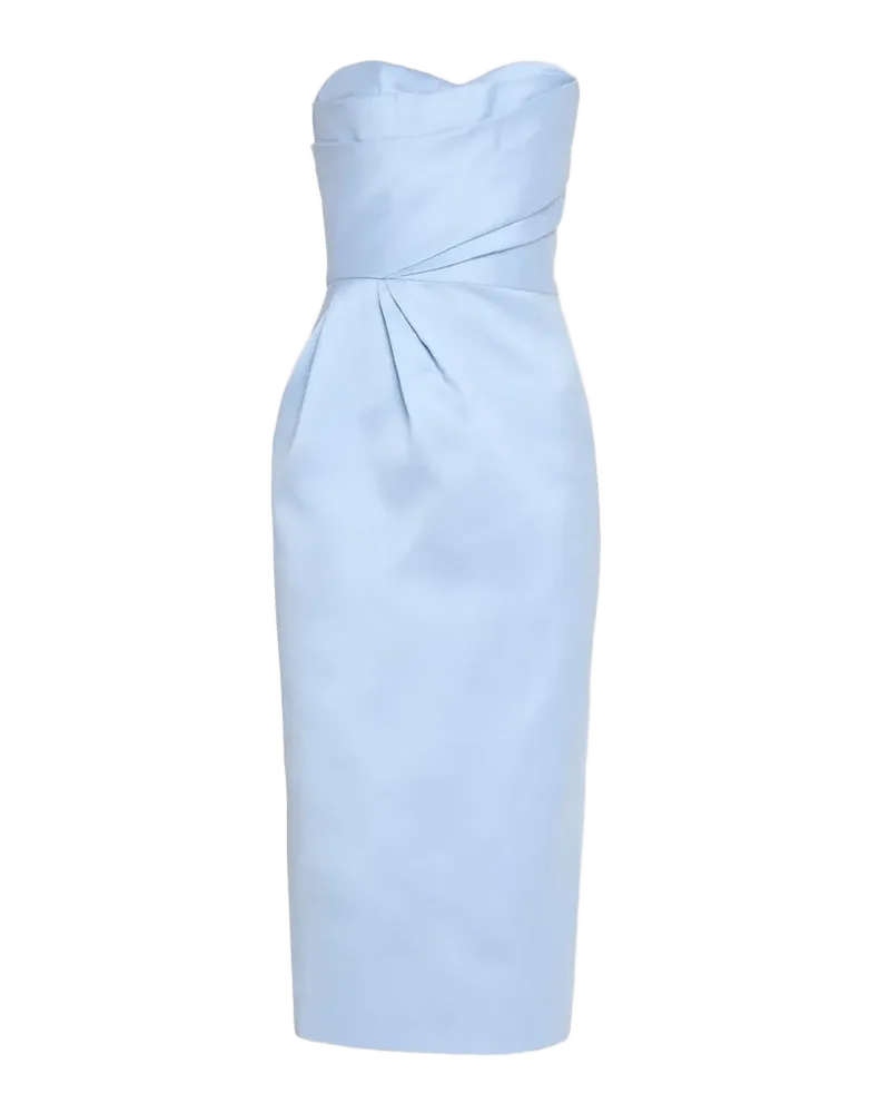 Strapless Draped Mikado Piqué Midi Cocktail Dress