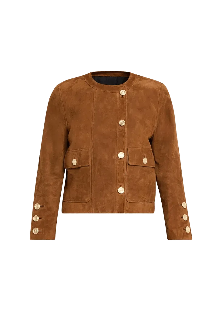 Saint Laurent Suede Collarless Short Jacket