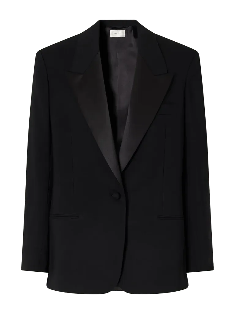 Jona satin-trimmed wool-gabardine blazer