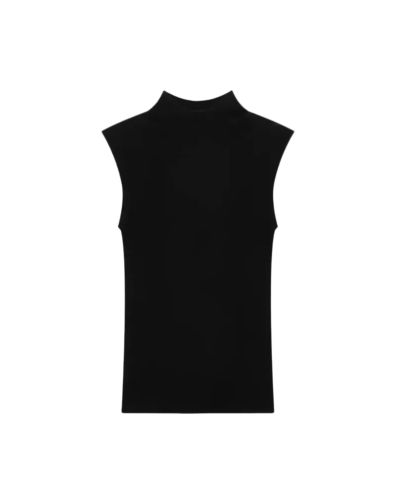 WOOL SILK SLEEVELESS MOCK NECK