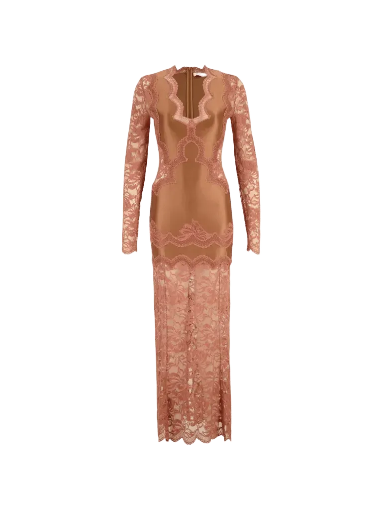 Rabanne lace-panelled V-neck maxi dress