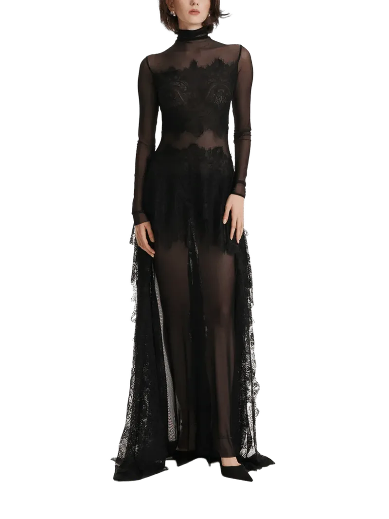 2310 STUDIO lace mock-neck maxi dress