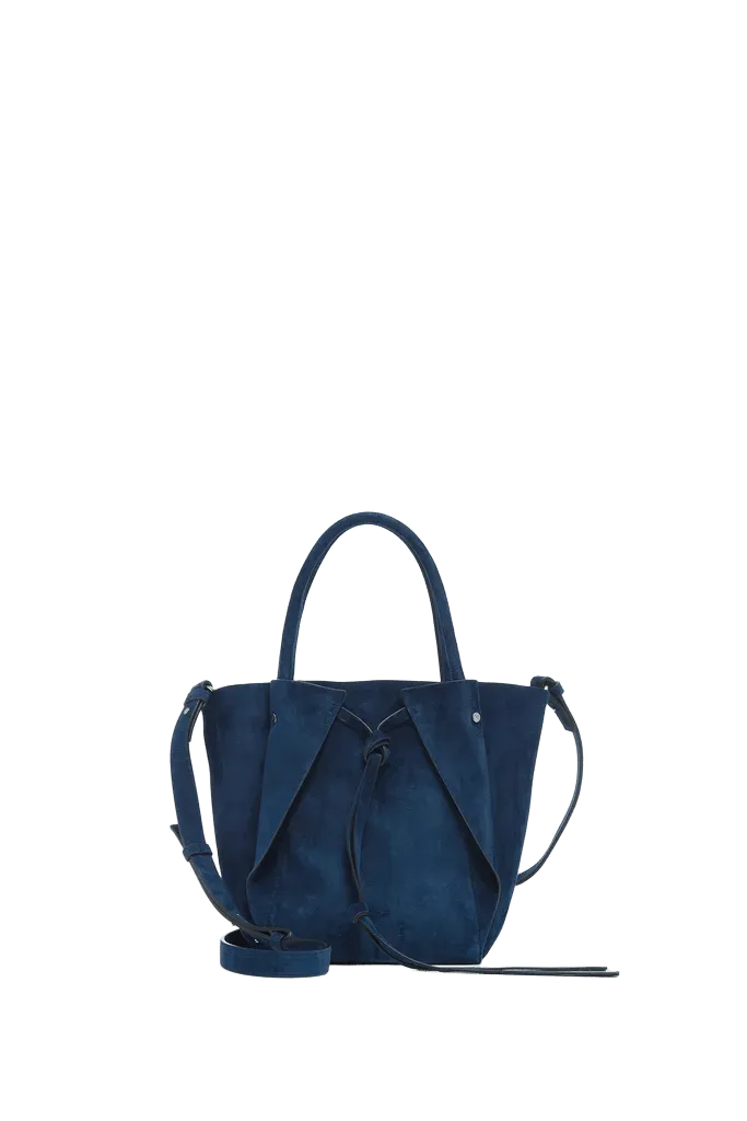 Small Marija Tote Bag in Navy Suede