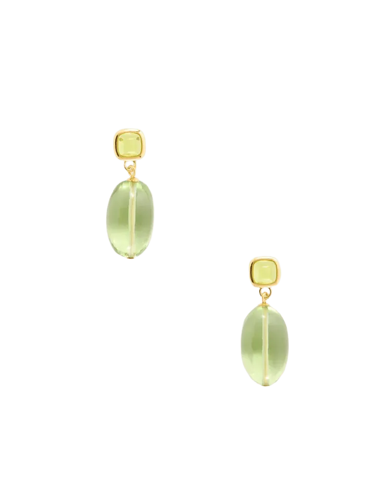 Verdant gold-plated glass and quartz earrings