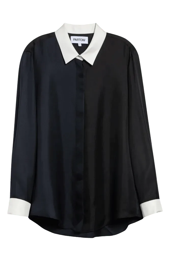 Dahlia Silk Contrast Collar Shirt