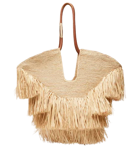 Goldentime Medium raffia tote bag