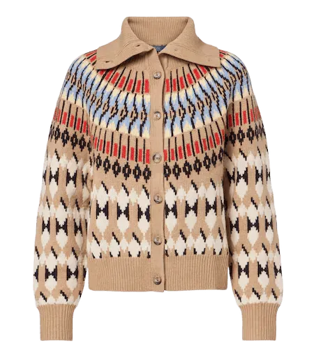 Intarsia wool and cashmere cardigan