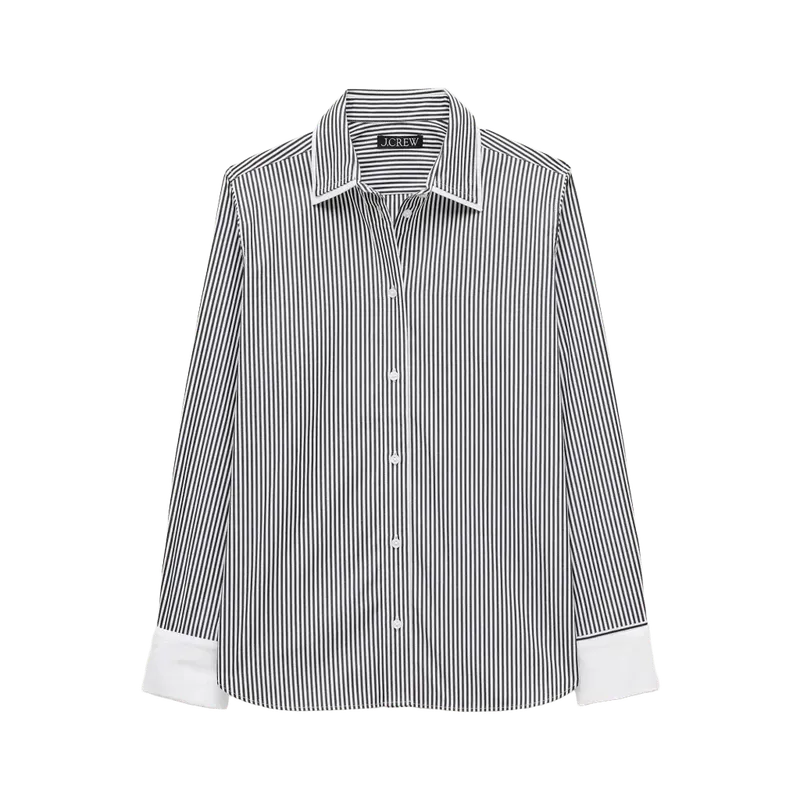 Jules double-layer button-up shirt in striped Greenwich poplin