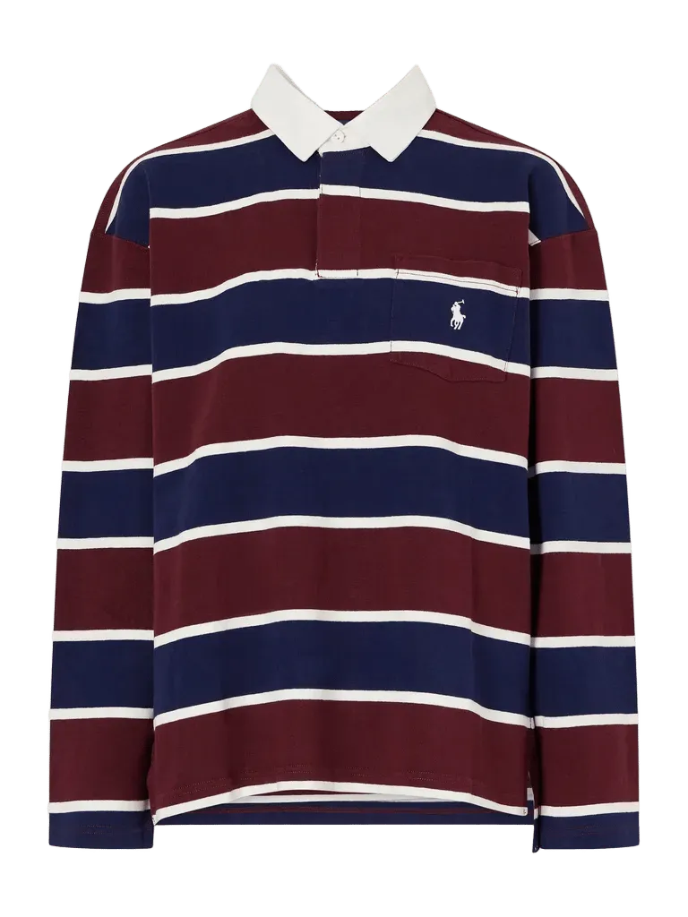 Logo-embroidered striped cotton-corduroy polo shirt