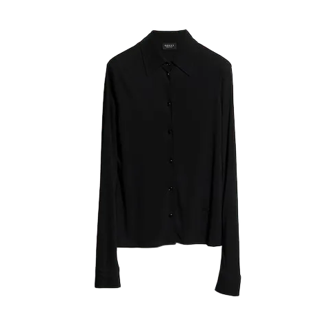 Lightweight viscose crêpe jersey shirt