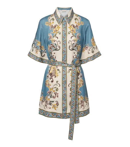 Joan belted printed linen shirt dress