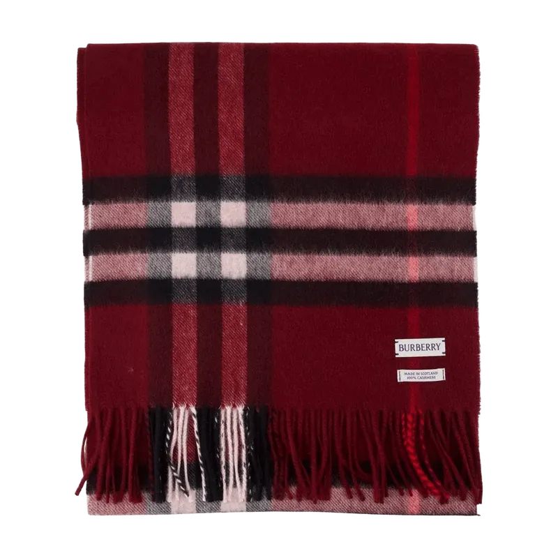 Burberry Giant Check Wool-Cashmere Scarf — Red