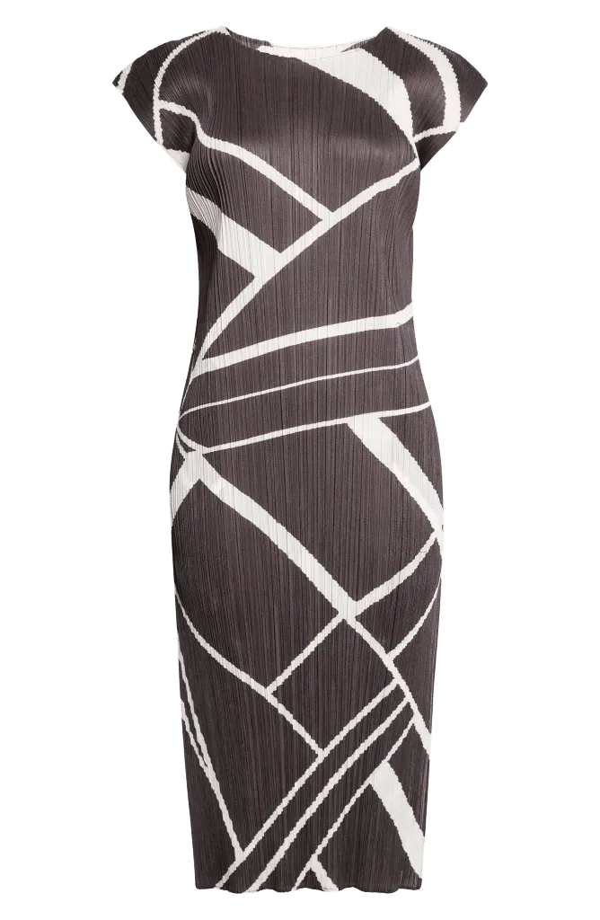 Fold Line Pleated Midi Dress