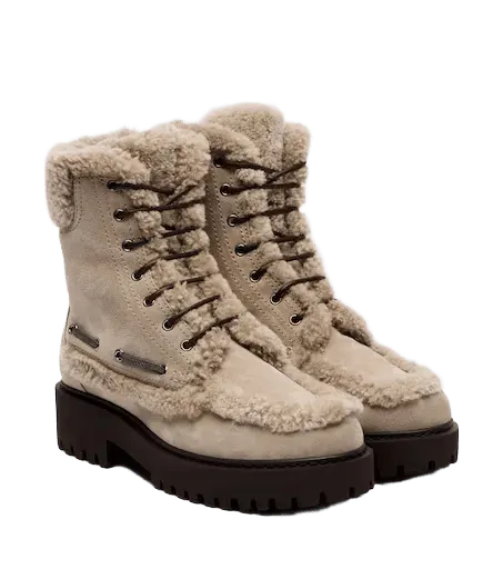 Monili shearing-lined suede lace-up boots