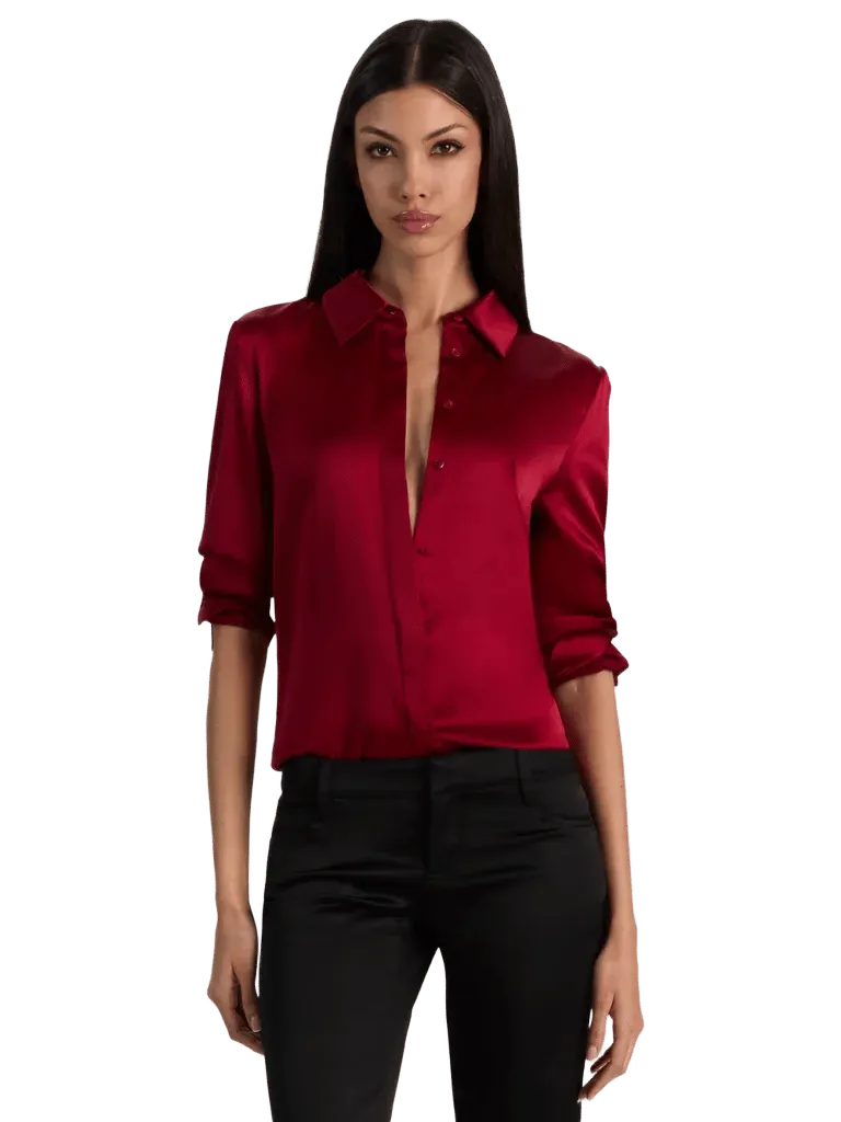 BRADY SILK BLOUSE - GARNET
