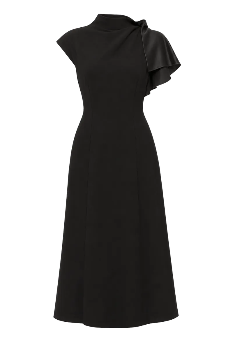 NISSA A-line crepe midi dress