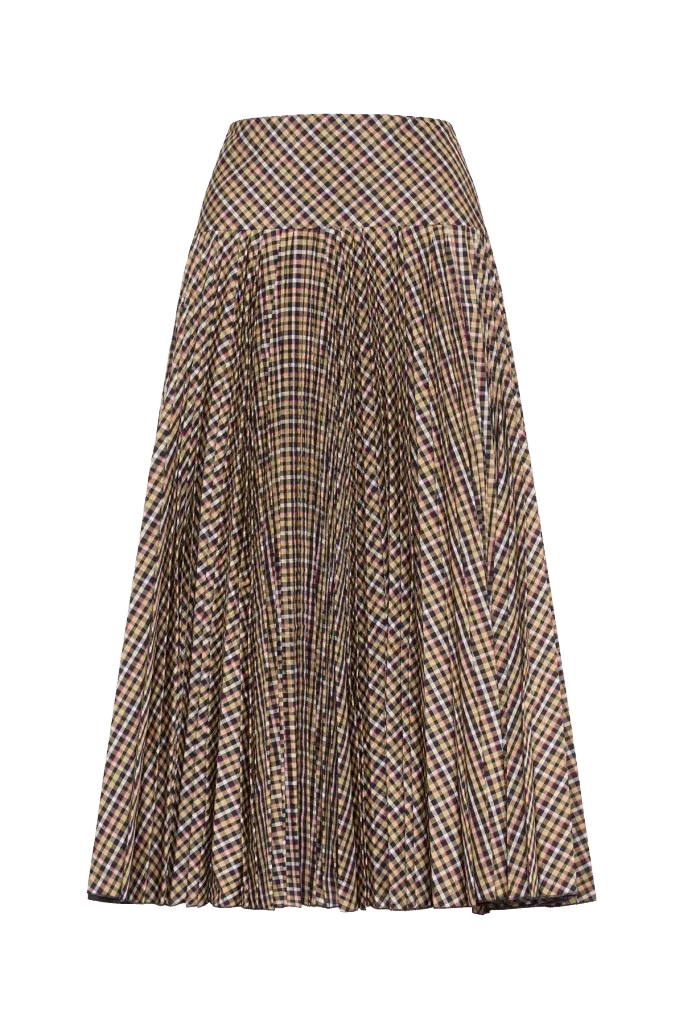 Vichy Taffeta Skirt With Plisse
