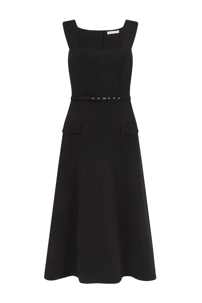 Petra Dress in Black Single Wool Crepe