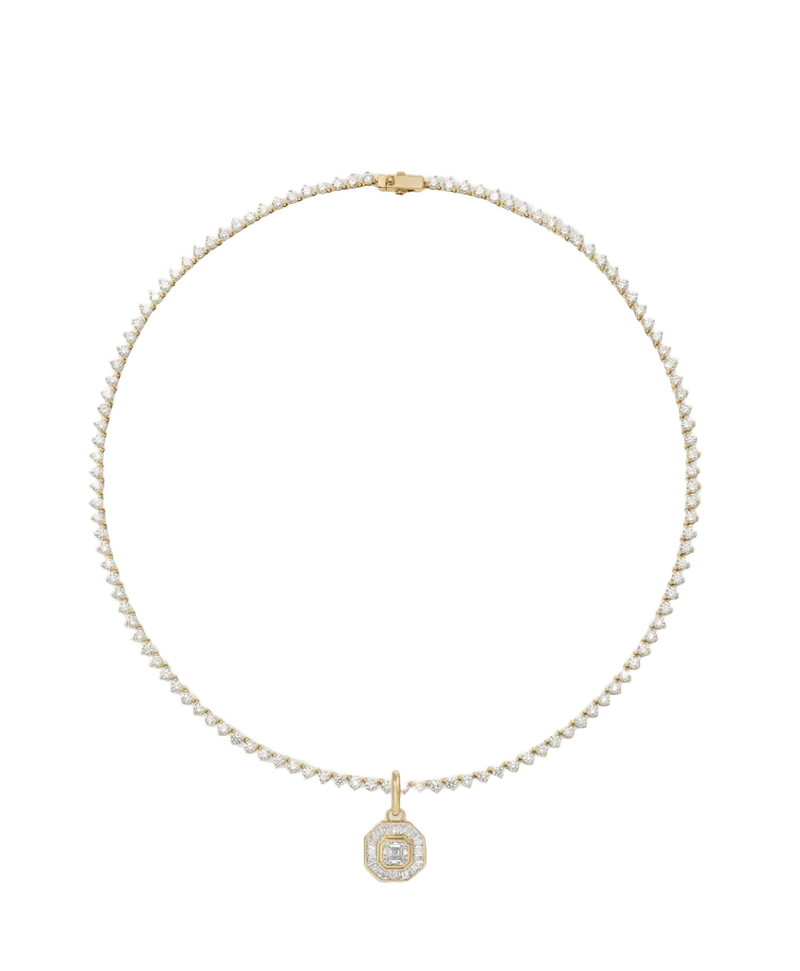 Deco Diamond Charm Tennis Necklace