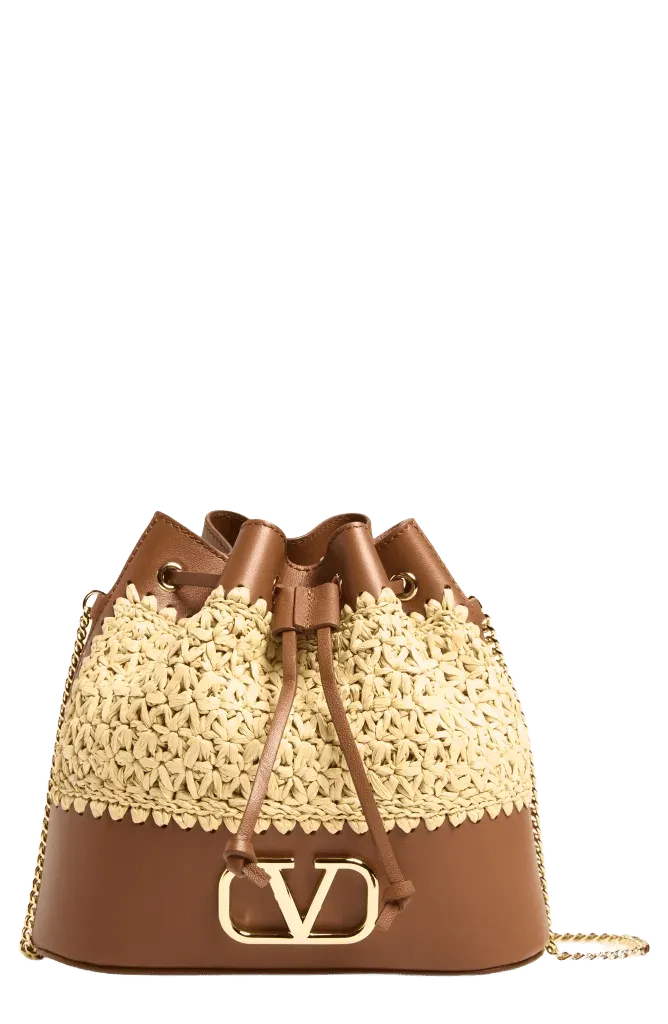 Mini Straw Drawstring Bag